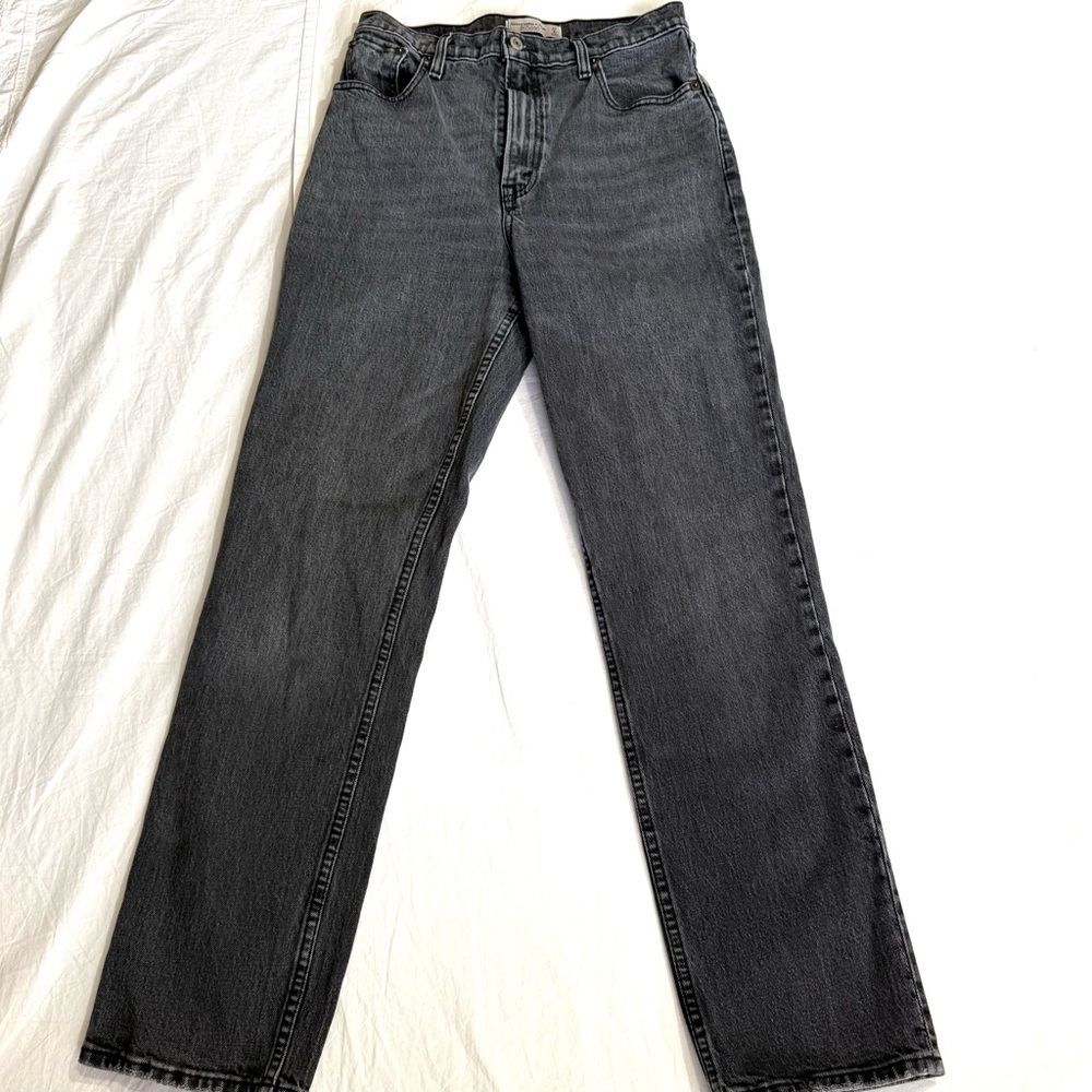 Abercrombie & Fitch Women Straight Leg Ultra High Rise Jeans Charcoal Black 27